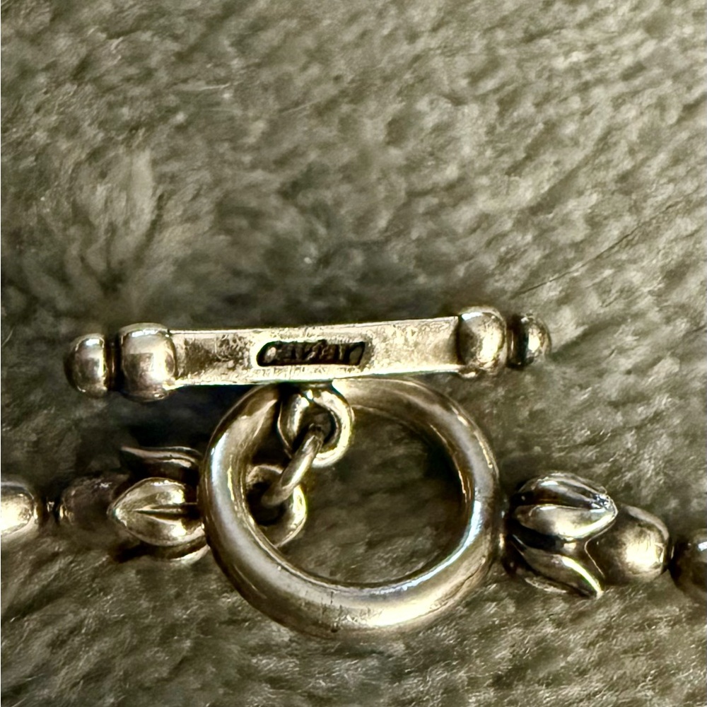 RARE!! Vintage LAGOS Caviar Toggle Necklace with Pink Sapphire Stone and Crystal - Picture 8 of 10